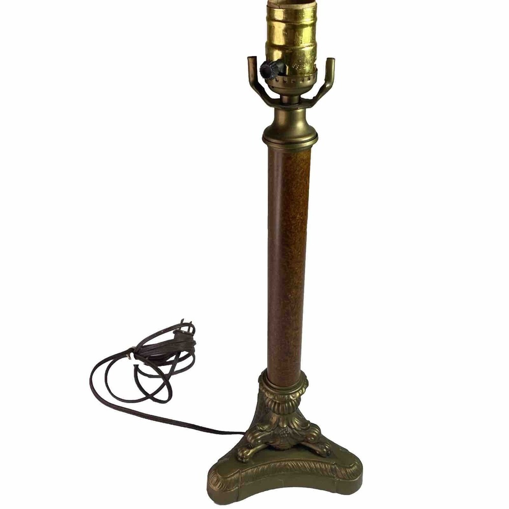 HLWD Regency Faux Brass Wood Candlestick Table Lamp Triangular Base 18 Excelsior